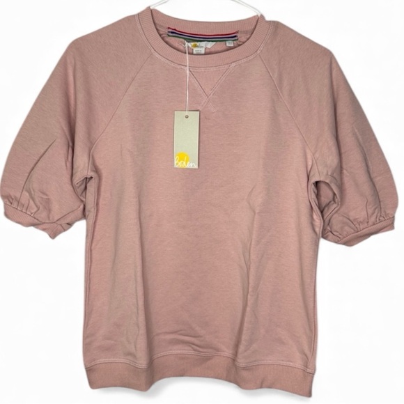 NWT Boden Puff Sleeve Light Pink Short Sleeve Sweatshirt Size 4 Small - Picture 6 of 6